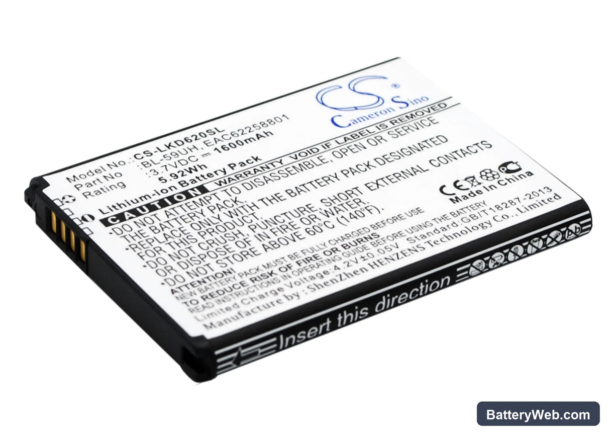 LG Optimus G2 Mini Replacement Battery, 3.7V, 1600mAh, Li-ion 2