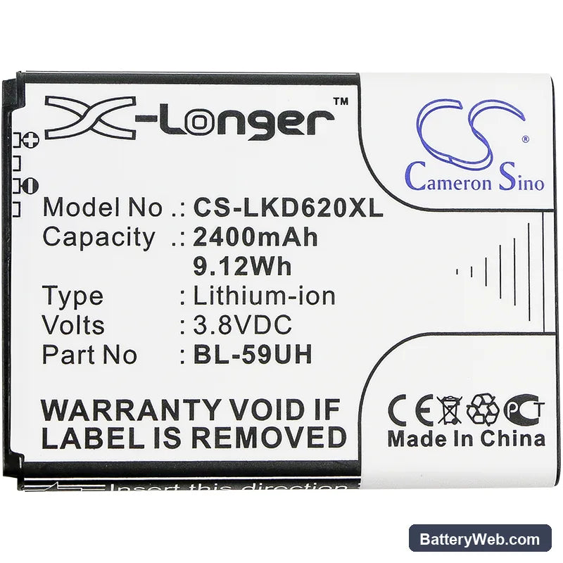 LG Optimus G2 Mini Replacement Battery, 3.8V, 2400mAh, Li-ion 3
