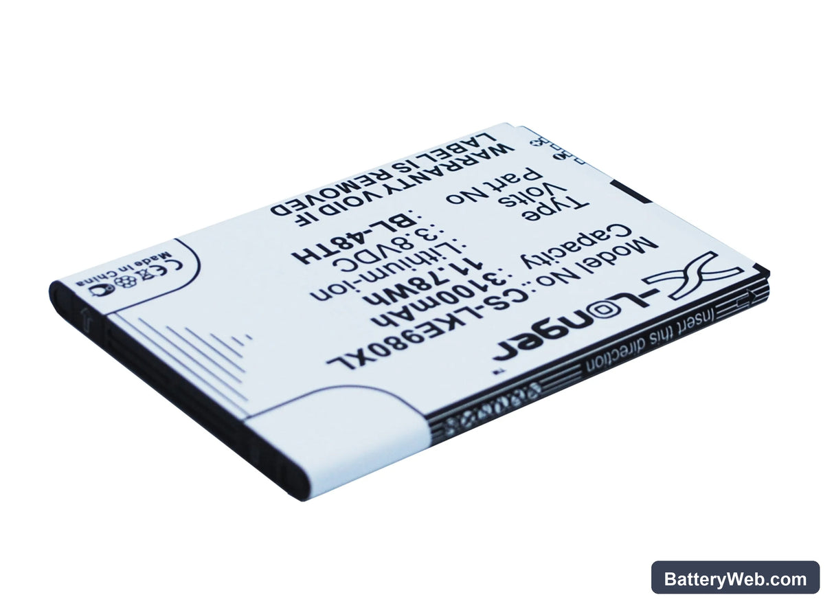 LG E940 Replacement Battery, 3.8V, 3100mAh, Li-ion 3