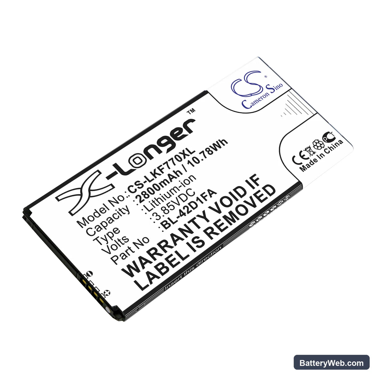 LG G5 Mini Replacement Battery, 3.85V, 2800mAh, Li-ion 1