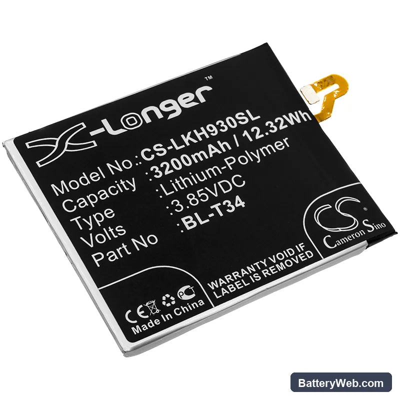 LG V30 Replacement Battery, 3.85V, 3200mAh, Li-Polymer 1