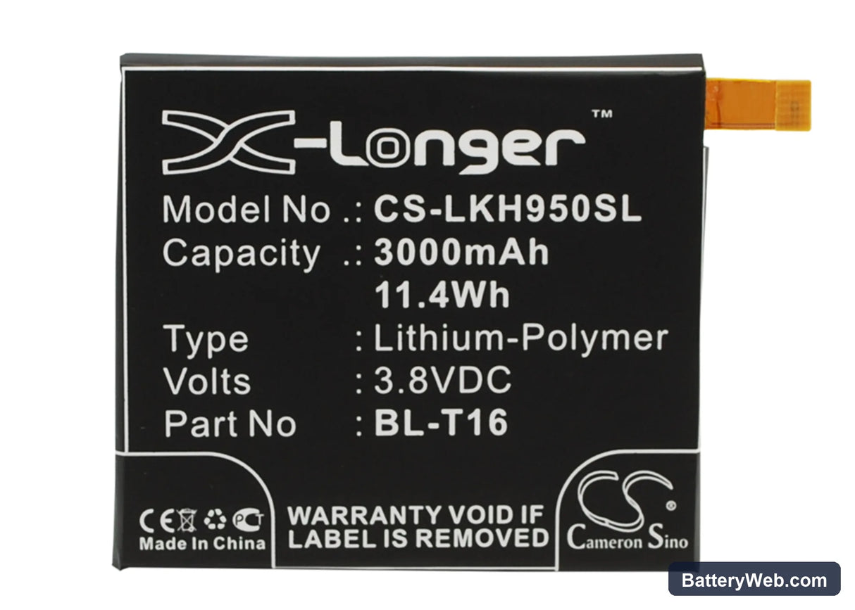 LG G Flex 2 Replacement Battery, 3.8V, 3000mAh, Li-Polymer 1