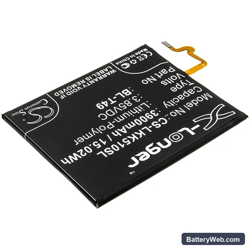 LG K510 Replacement Battery, 3.85V, 3900mAh, Li-Polymer 2