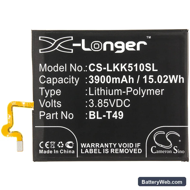 LG K510 Replacement Battery, 3.85V, 3900mAh, Li-Polymer 3