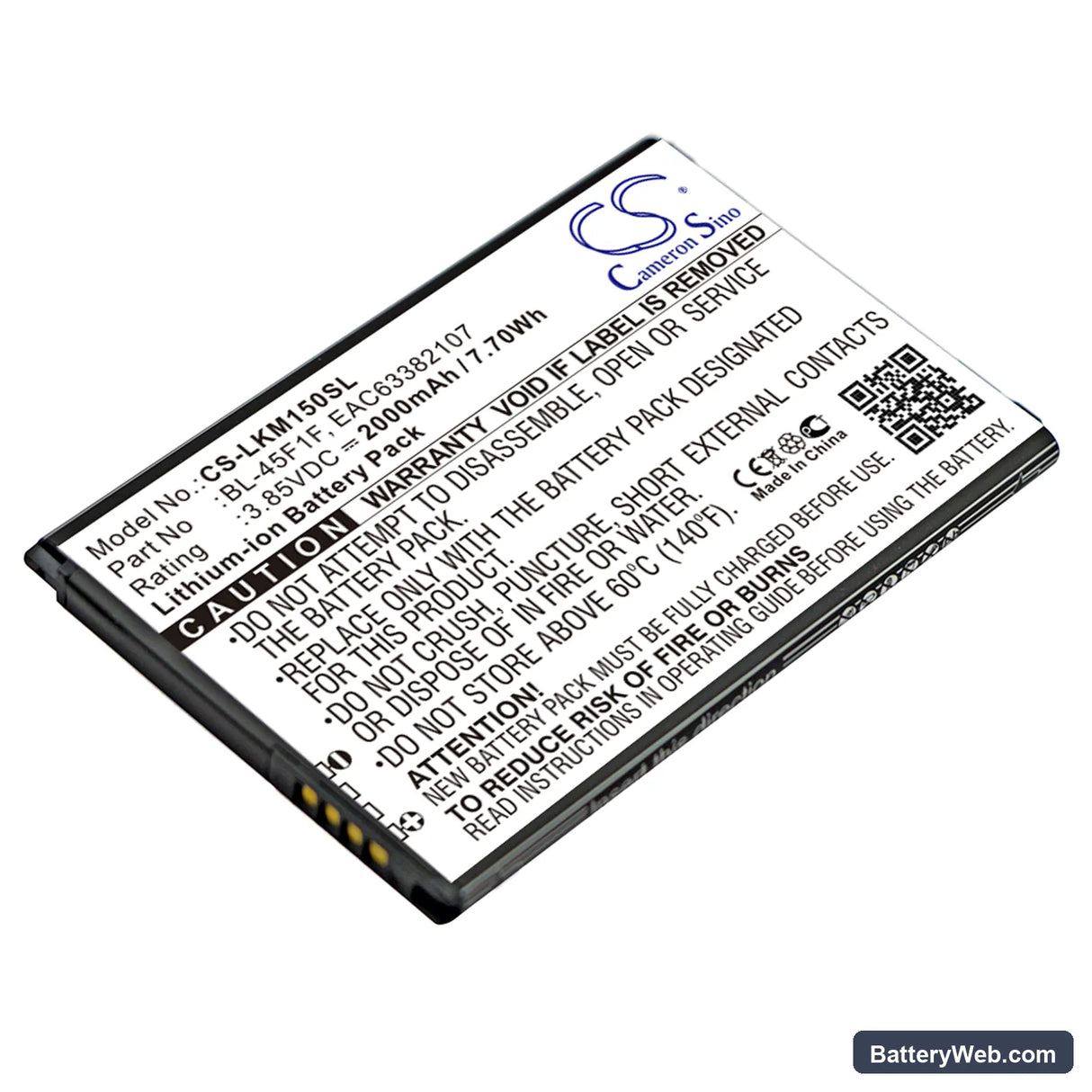 LG Rebel 2 Replacement Battery, 3.85V, 2000mAh, Li-ion 1