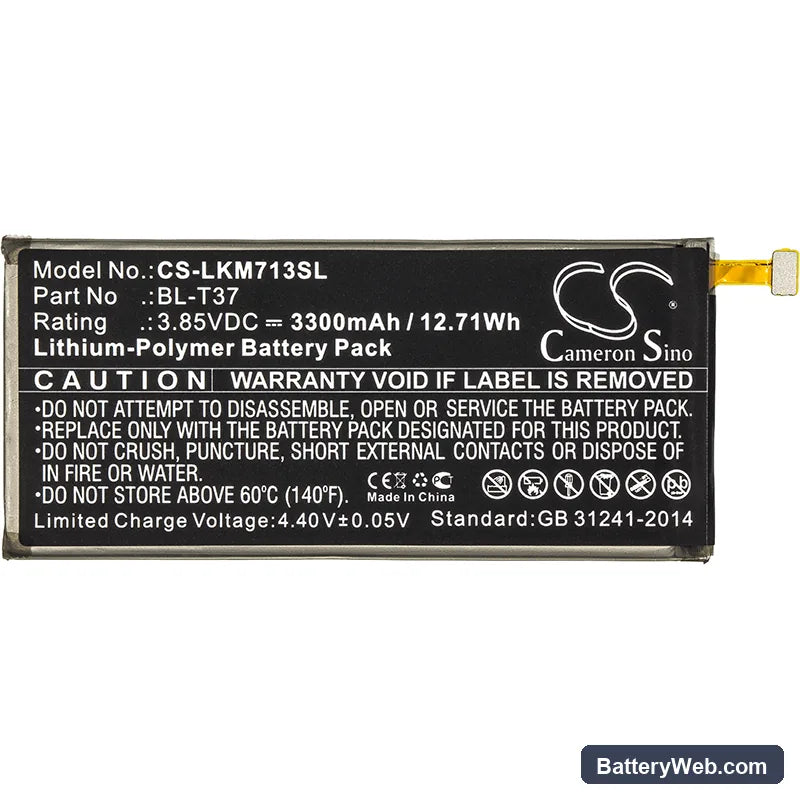 LG Q8 2018 Replacement Battery, 3.85V, 3300mAh, Li-Polymer 3