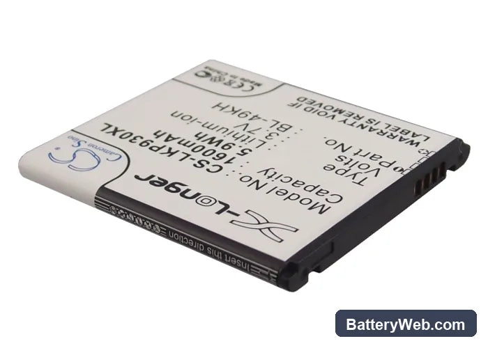 LG Optimus LTE Replacement Battery, 3.7V, 1600mAh, Li-ion 2