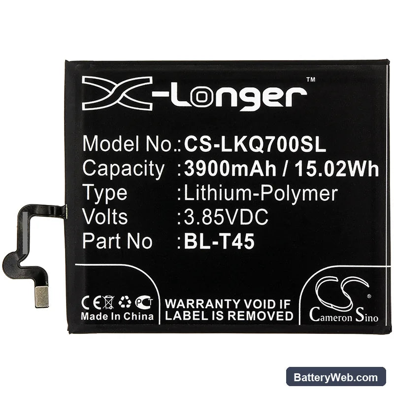 LG Q70 Replacement Battery, 3.85V, 3900mAh, Li-Polymer 3