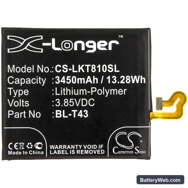 LG G8S ThinQ Replacement Battery, 3.85V, 3450mAh, Li-Polymer 3