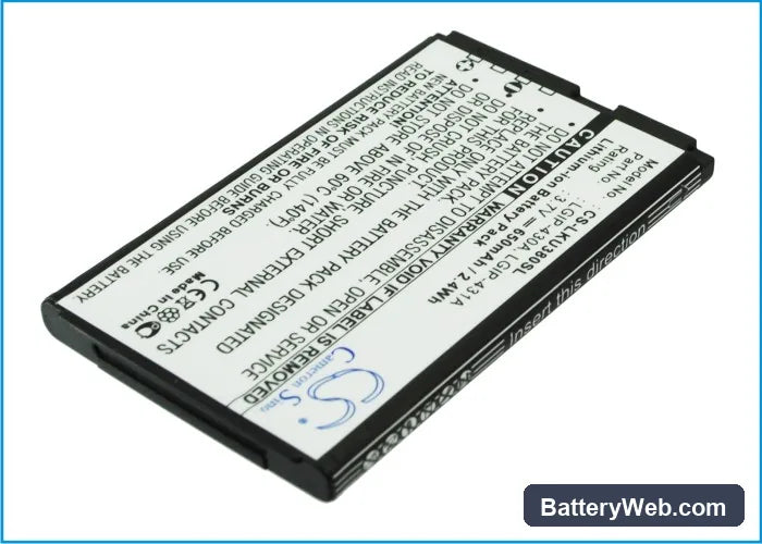 LG KU380 Replacement Battery, 3.7V, 650mAh, Li-ion 3