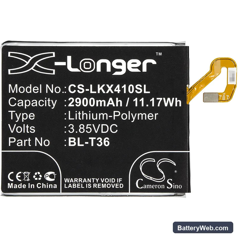 LG X410 Replacement Battery, 3.85V, 2900mAh, Li-Polymer 3