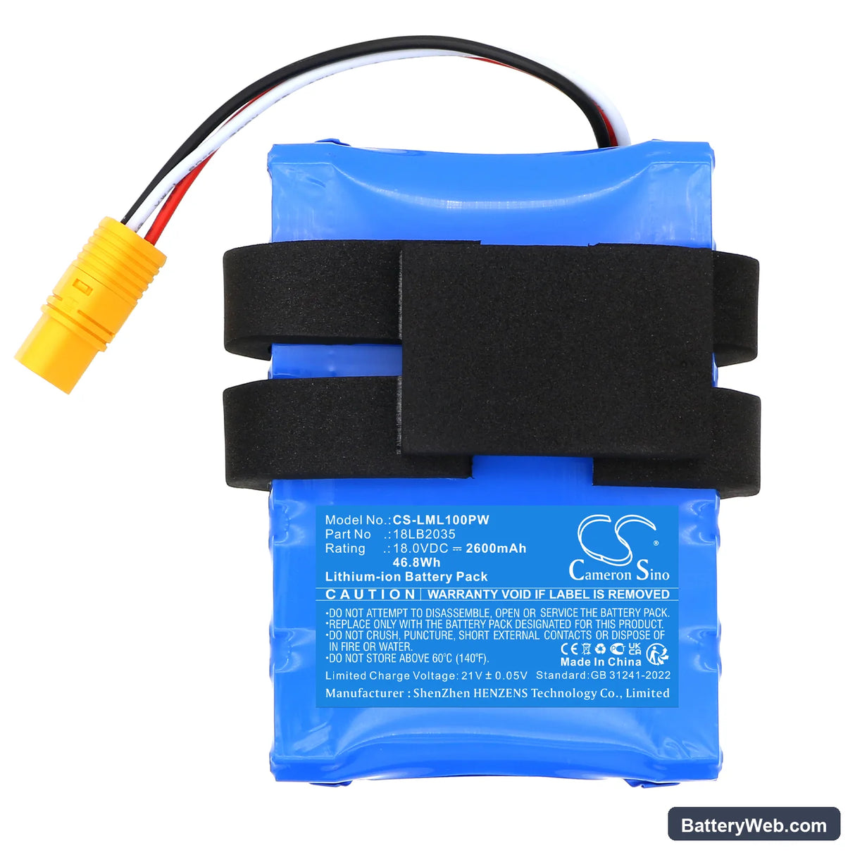 LawnMaster L10 Replacement Battery, 18V, 2600mAh, Li-ion 3