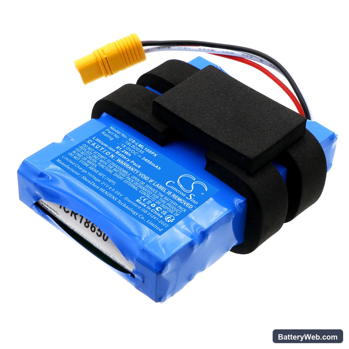 LawnMaster L10 Replacement Battery, 18V, 3400mAh, Li-ion 1