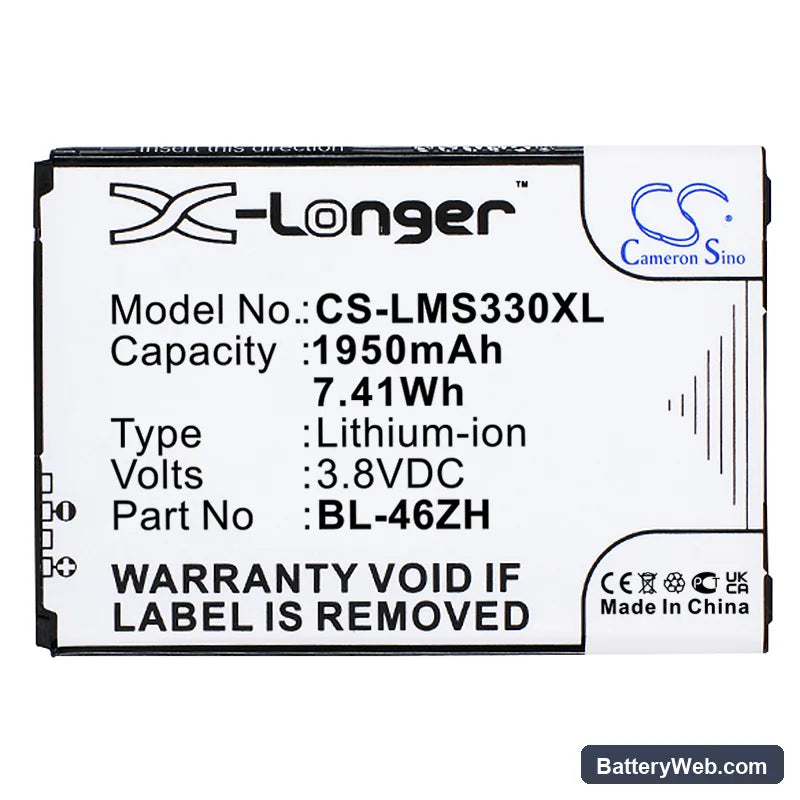 AT&T GoPhone 4G LTE Replacement Battery, 3.8V, 1950mAh, Li-ion 3