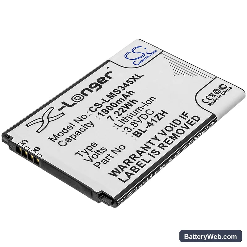LG Optimus C40 Replacement Battery, 3.8V, 1900mAh, Li-ion 1