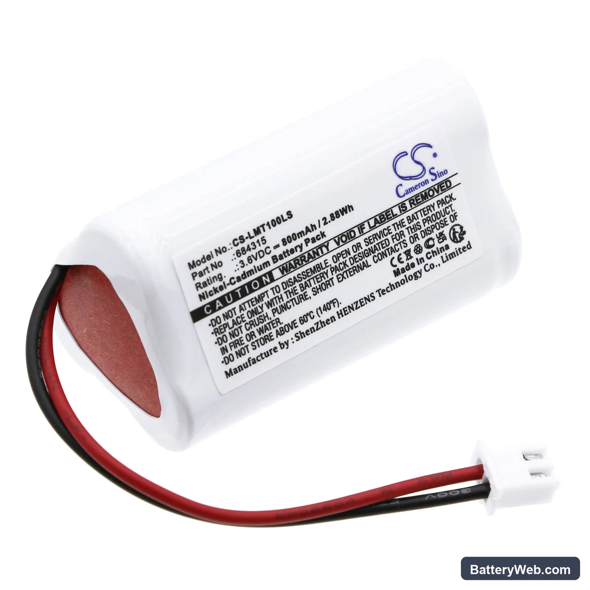 TOPA Replacement Battery, 3.6V, 800mAh, Ni-CD 1
