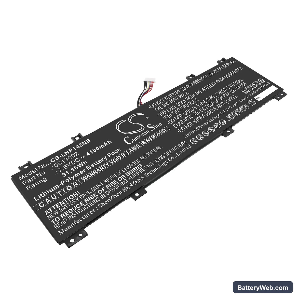 Lenovo IdeaPad 100S-14IBR Replacement Battery, 7.6V, 4100mAh, Li-Polymer 1