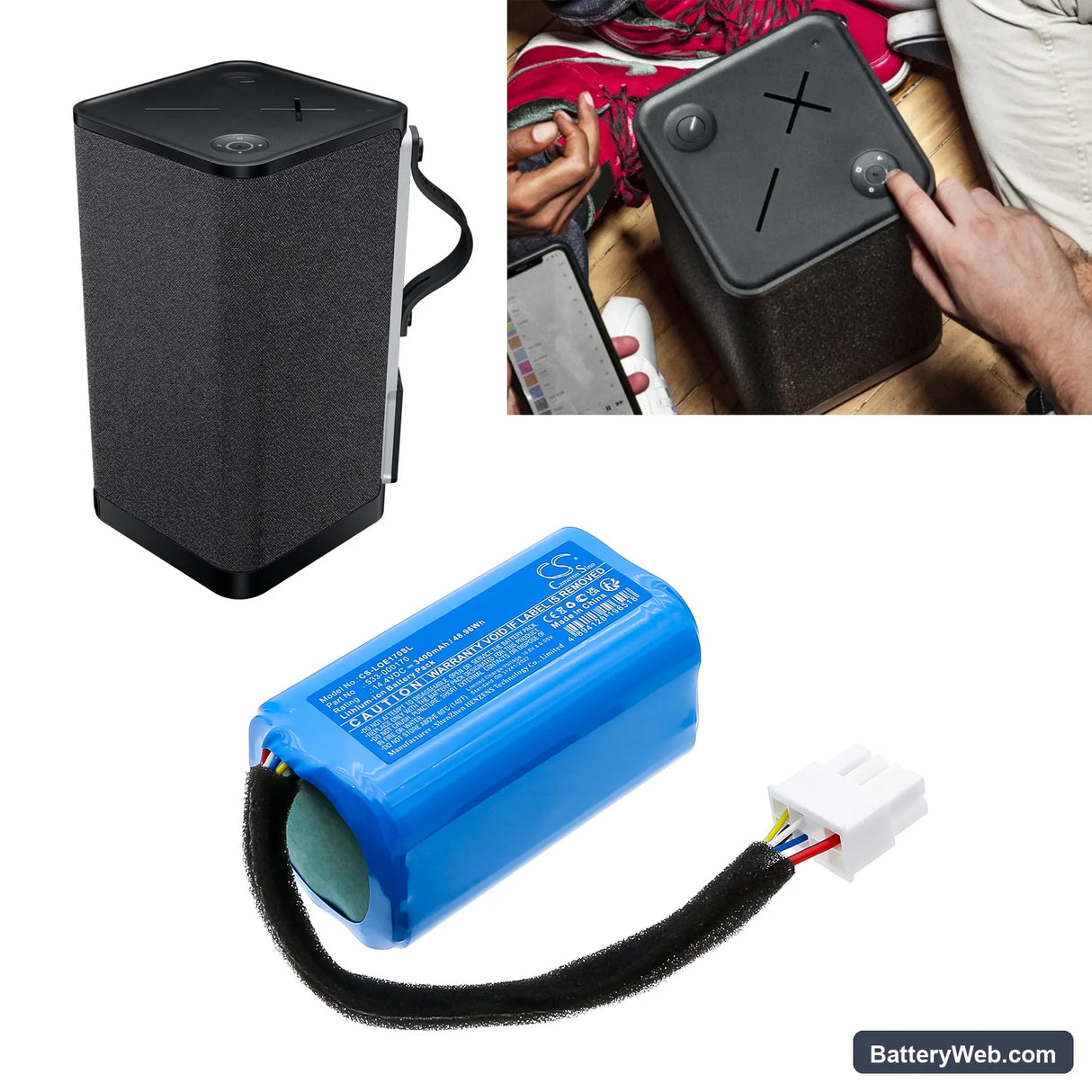 Logitech Ultimate Ears hyperboom 3 Replacement Battery, 14.4V, 3400mAh, Li-ion 6