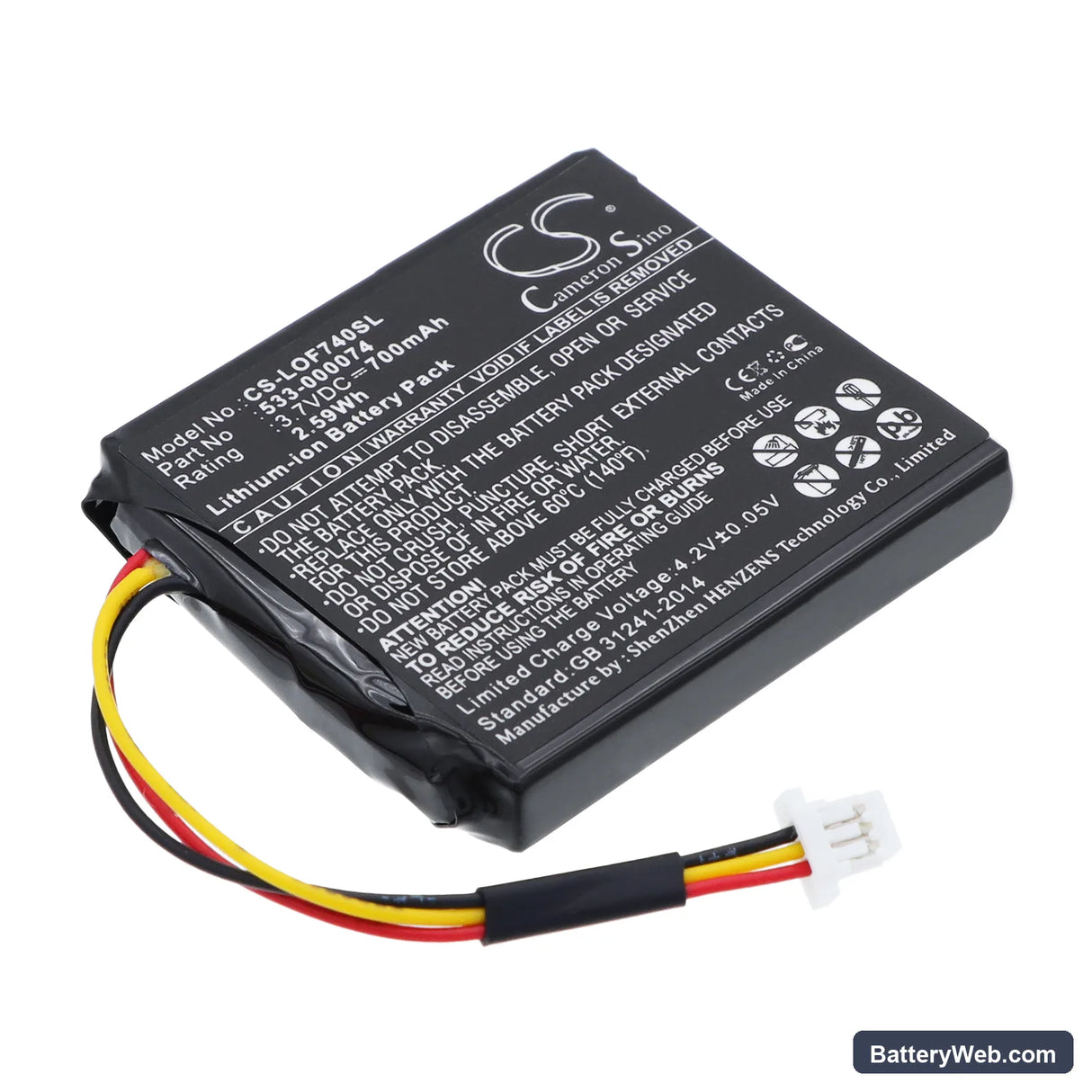 Logitech G930 Replacement Battery, 3.7V, 700mAh, Li-ion 1