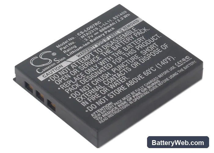 Logitech G7 Laser Cordless Mouse Replacement Battery, 3.7V, 600mAh, Li-ion 1