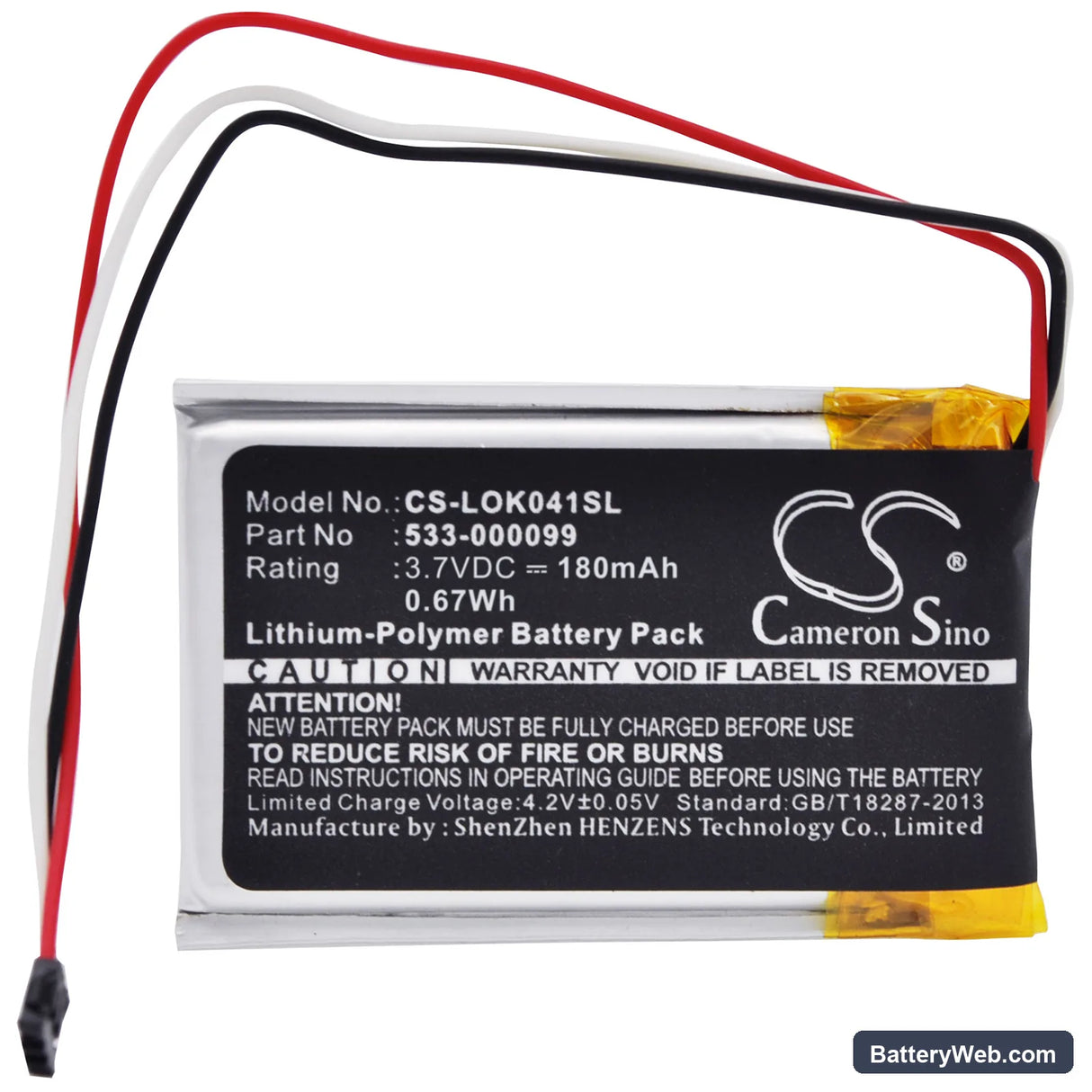 Logitech Keys-To-Go Replacement Battery, 3.7V, 180mAh, Li-Polymer 5