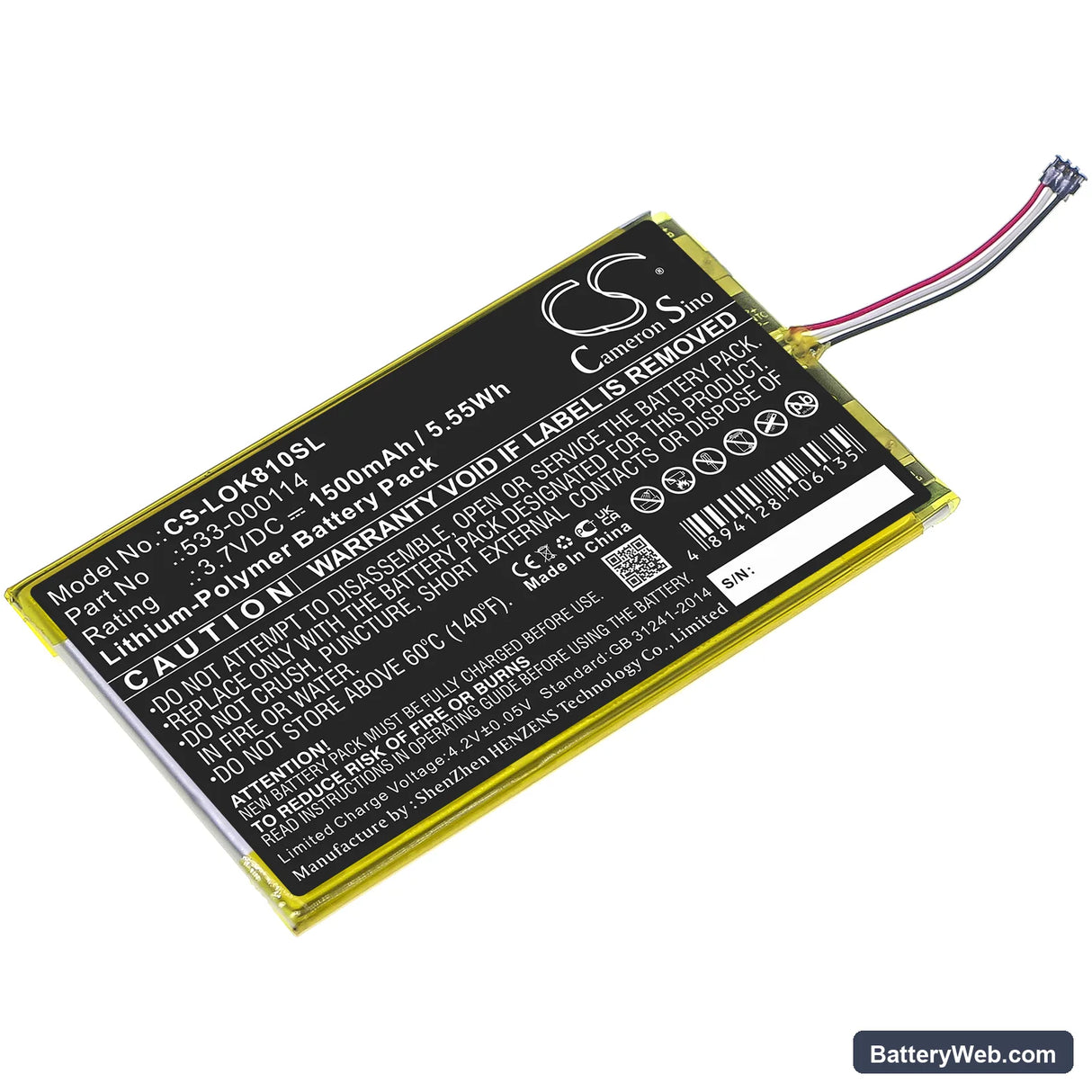 Logitech IIIuminated Keyboard K810 Replacement Battery, 3.7V, 1500mAh, Li-Polymer 1