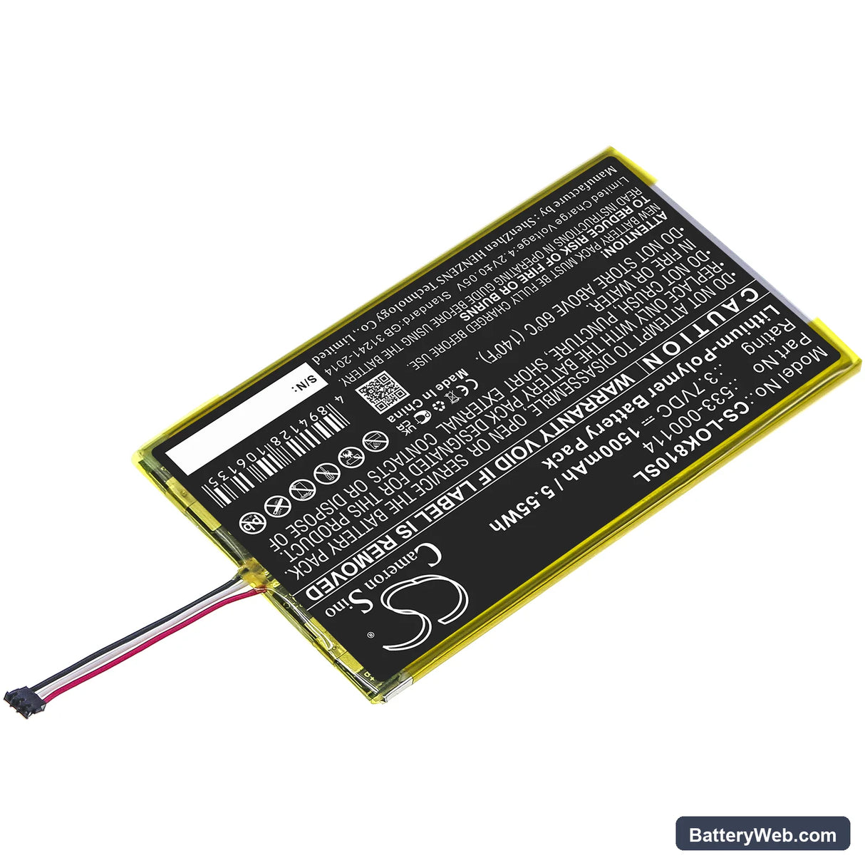 Logitech IIIuminated Keyboard K810 Replacement Battery, 3.7V, 1500mAh, Li-Polymer 2