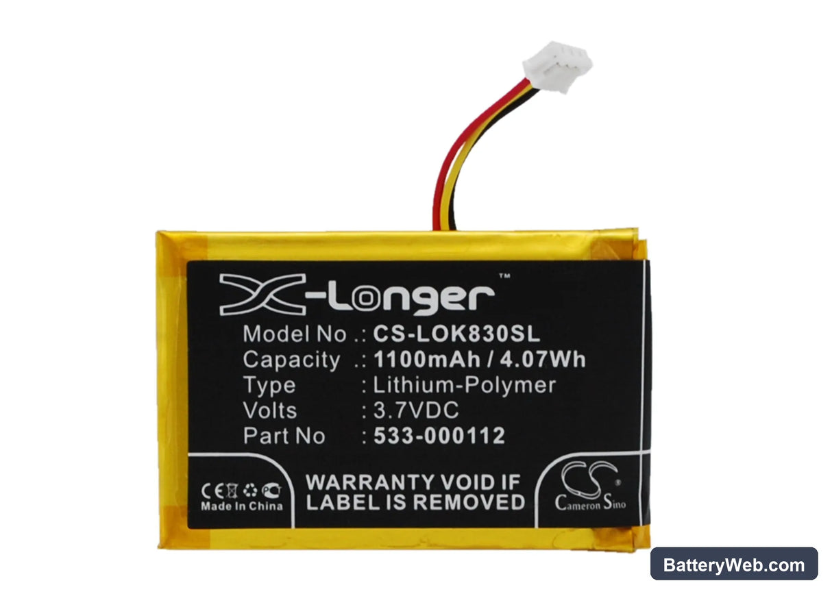 Logitech IIIuminated Living-Room Keyboard K830 Replacement Battery, 3.7V, 1100mAh, Li-Polymer 1