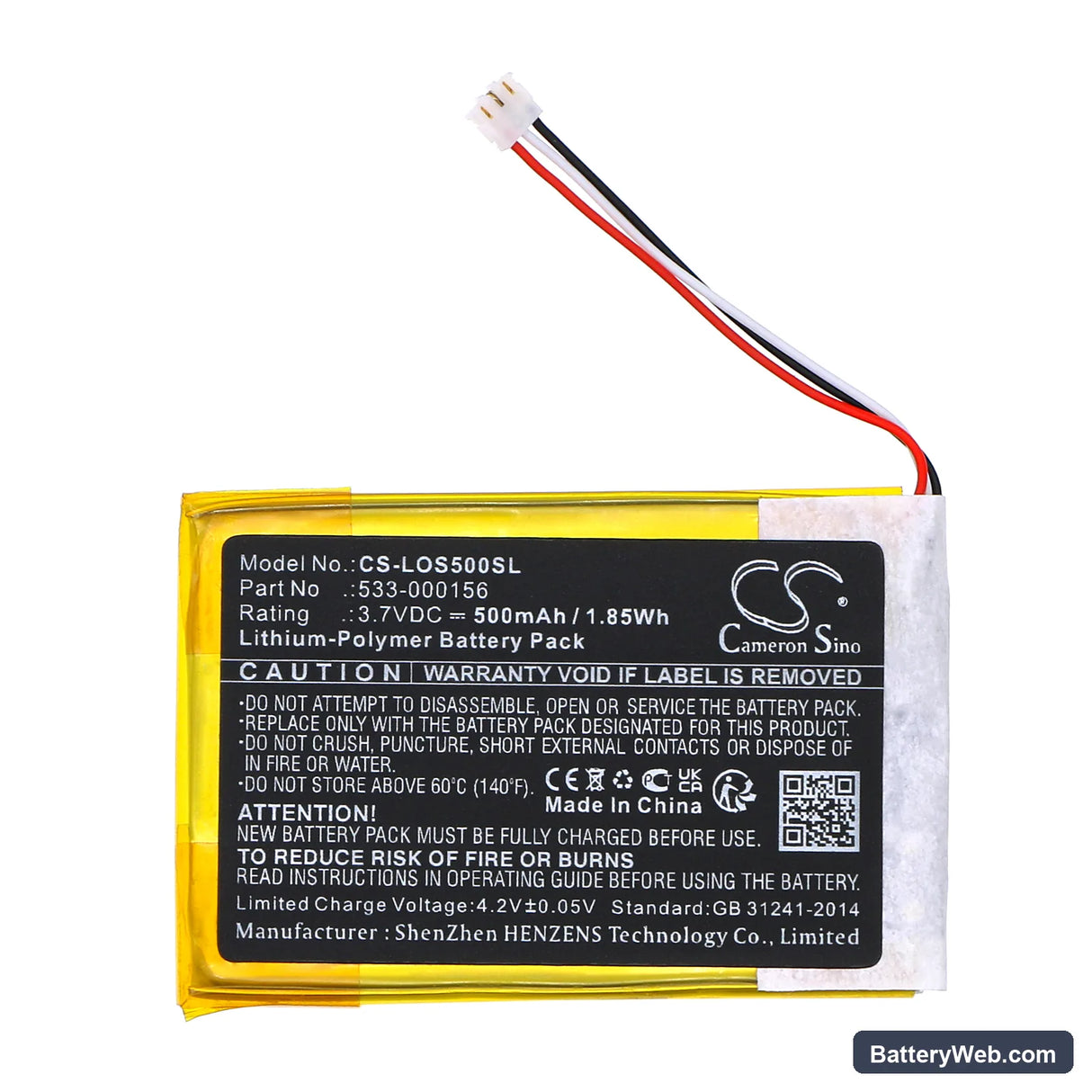 Logitech Slim Combo Replacement Battery, 3.7V, 500mAh, Li-Polymer 3