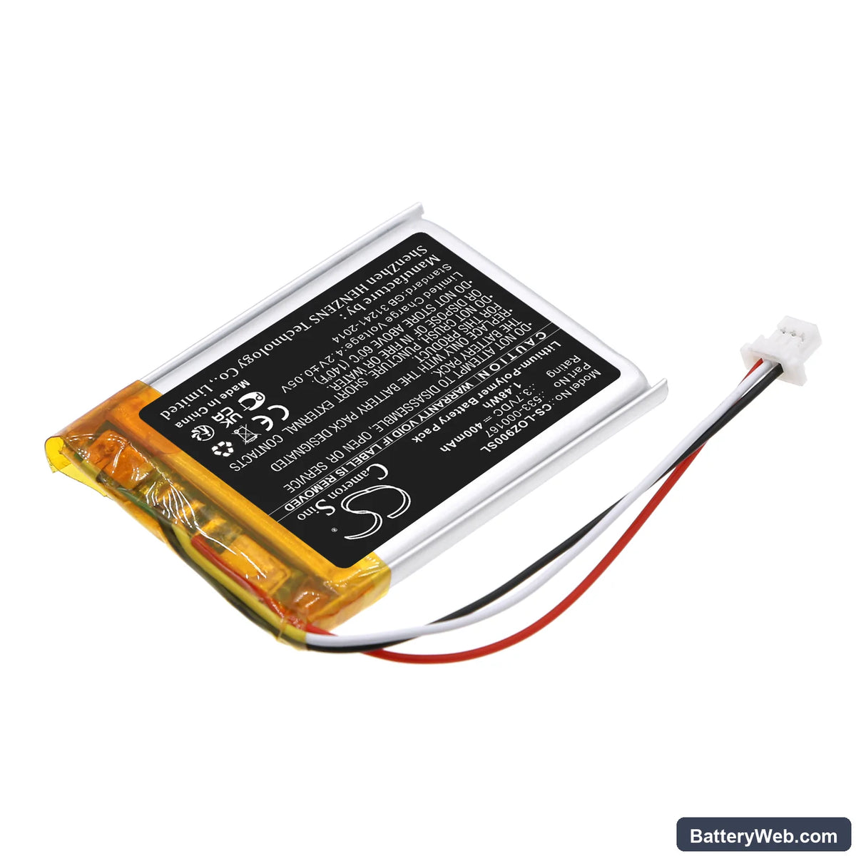 Logitech Zone Replacement Battery, 3.7V, 400mAh, Li-Polymer 2
