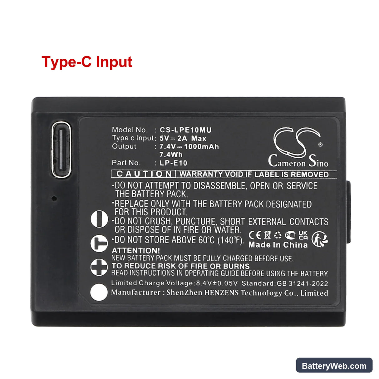 Canon EOS 1100D Replacement Battery, 7.4V, 1000mAh, Li-ion 5