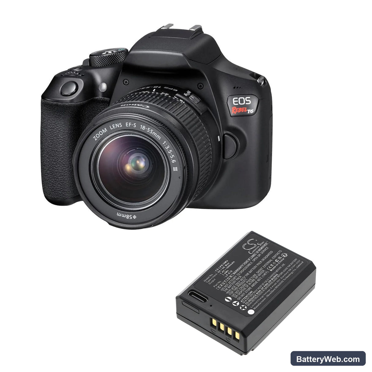 Canon EOS 1100D Replacement Battery, 7.4V, 1000mAh, Li-ion 6