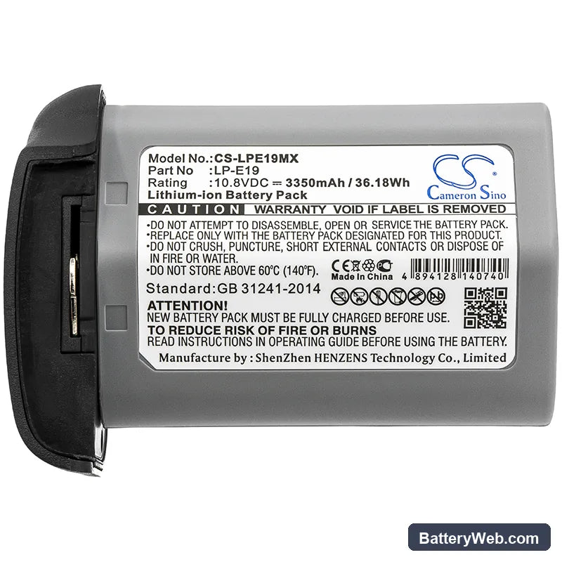 Canon EOS-1D Replacement Battery, 10.8V, 3350mAh, Li-ion 5