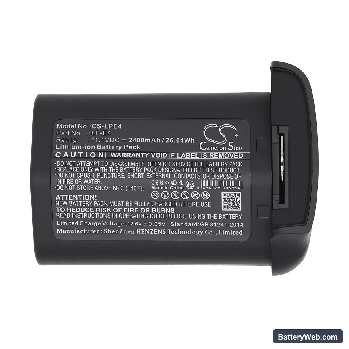 Canon EOS-1D MarkIII Replacement Battery, 11.1V, 2400mAh, Li-ion 5