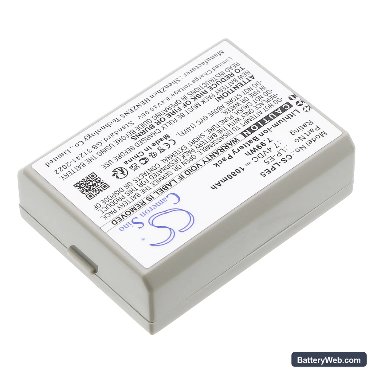Canon EOS 450D Replacement Battery, 7.4V, 1080mAh, Li-ion 2