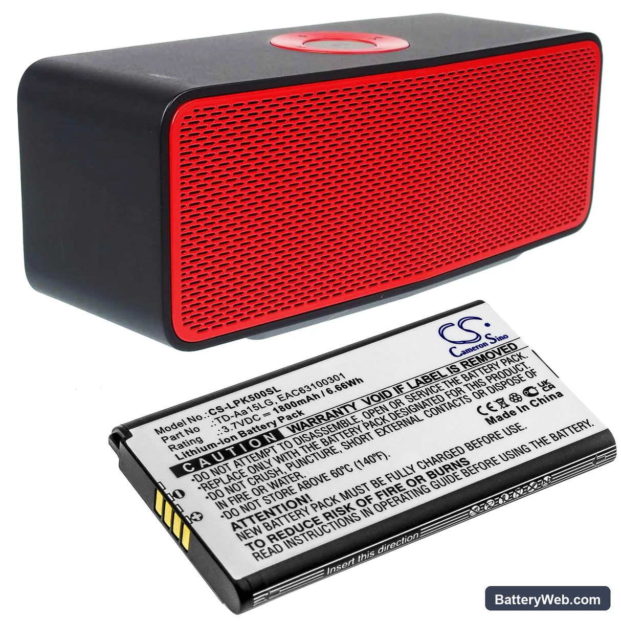 LG Music Flow P5 Replacement Battery, 3.7V, 1800mAh, Li-ion 4