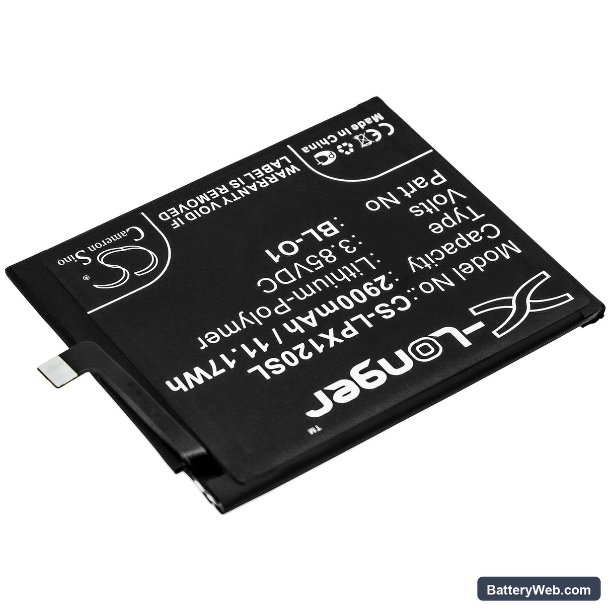 LG K8+ Replacement Battery, 3.85V, 2900mAh, Li-Polymer 2