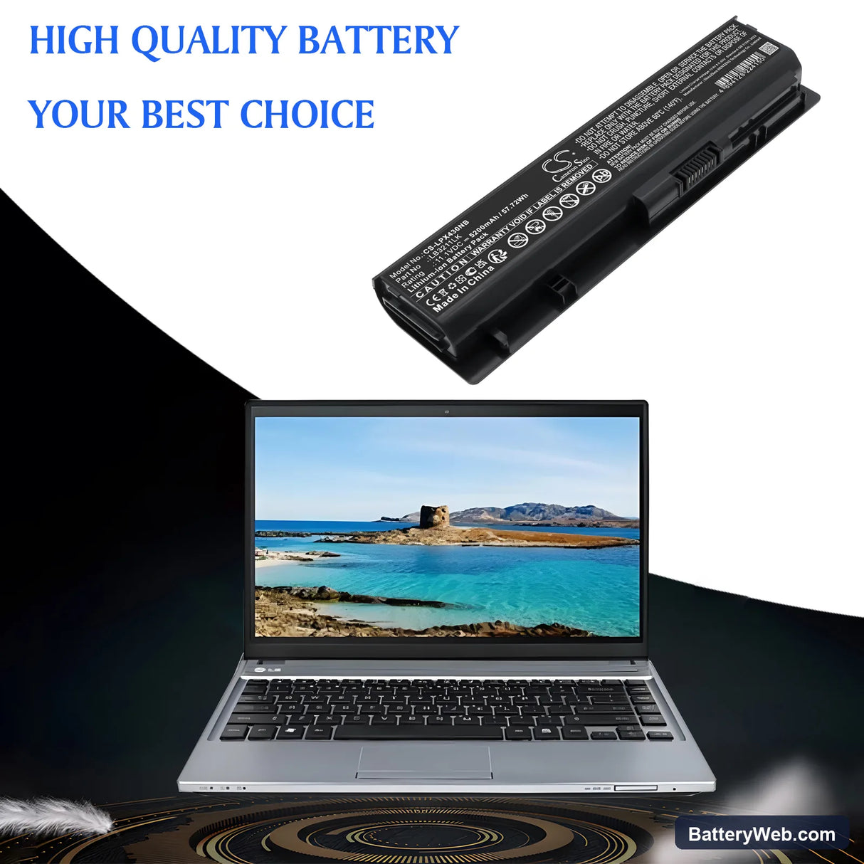 LG P430 Replacement Battery, 11.1V, 5200mAh, Li-ion 6