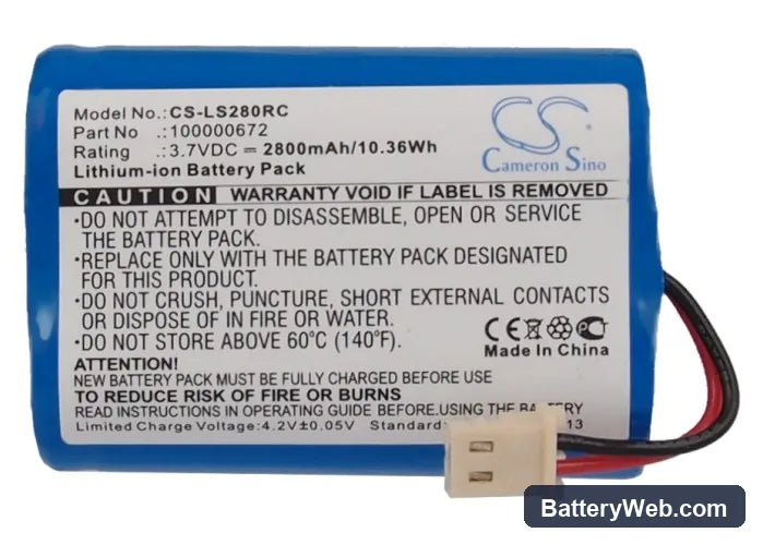 LifeShield WGC1000 Replacement Battery, 3.7V, 2800mAh, Li-ion 5