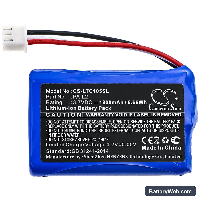 Labotect InControl 1050 Replacement Battery, 3.7V, 1800mAh, Li-ion 3