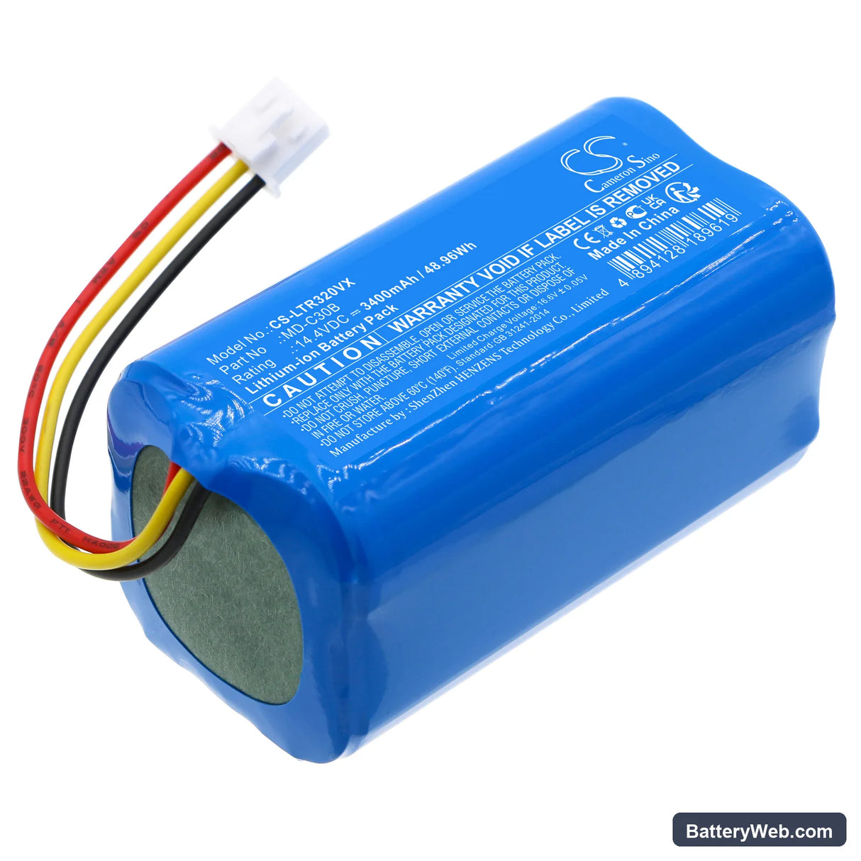 Redmond RV-R630S Replacement Battery, 14.4V, 3400mAh, Li-ion 1