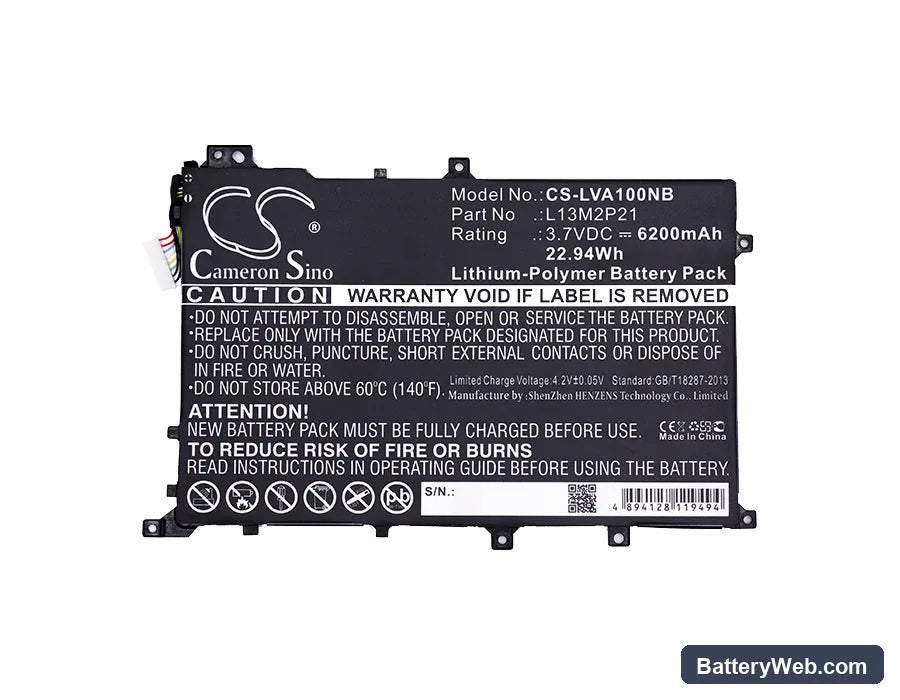 Lenovo Ideapad A10 Replacement Battery, 3.7V, 6200mAh, Li-Polymer 5