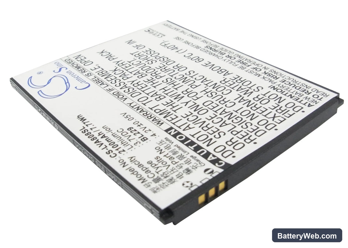 Lenovo A8 Replacement Battery, 3.7V, 2100mAh, Li-ion 2