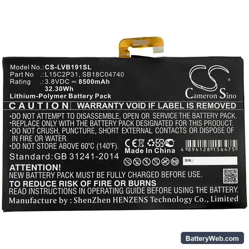 Lenovo Yoga Book Replacement Battery, 3.8V, 8500mAh, Li-Polymer 3