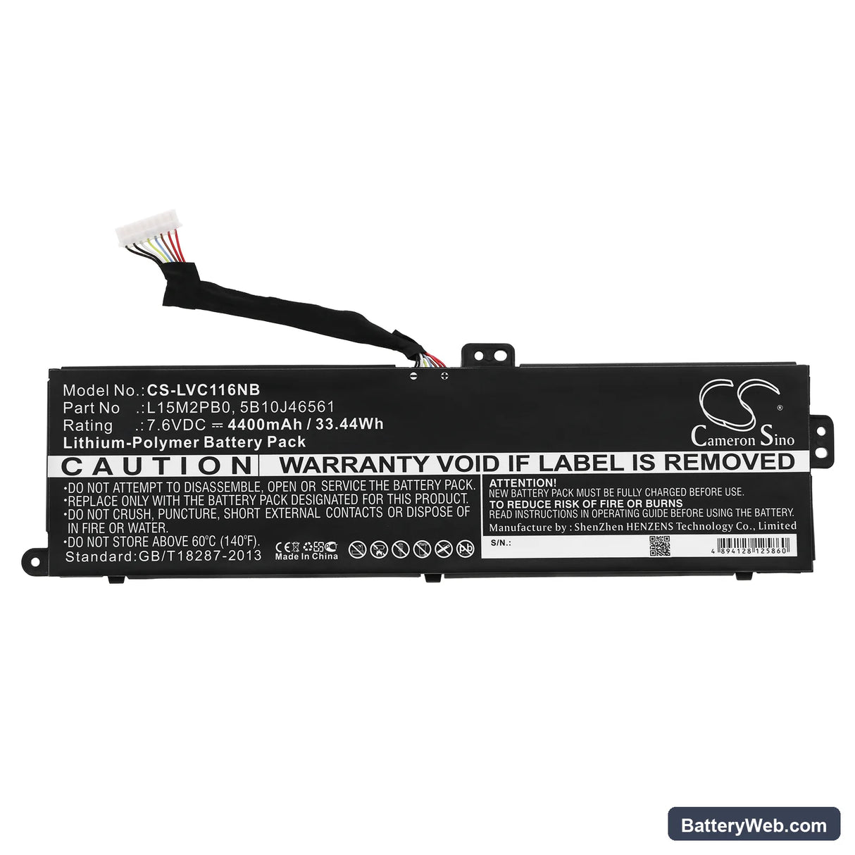 Lenovo Chromebook 11.6 Replacement Battery, 7.6V, 4400mAh, Li-Polymer 3