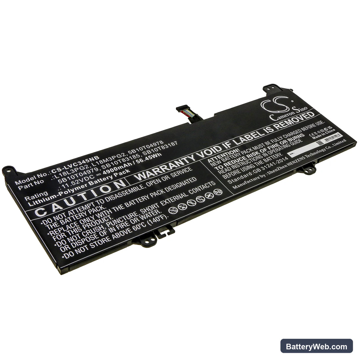 Lenovo Chromebook S345-14AST (81WX0008GE) Replacement Battery, 11.52V, 4900mAh, Li-Polymer 1