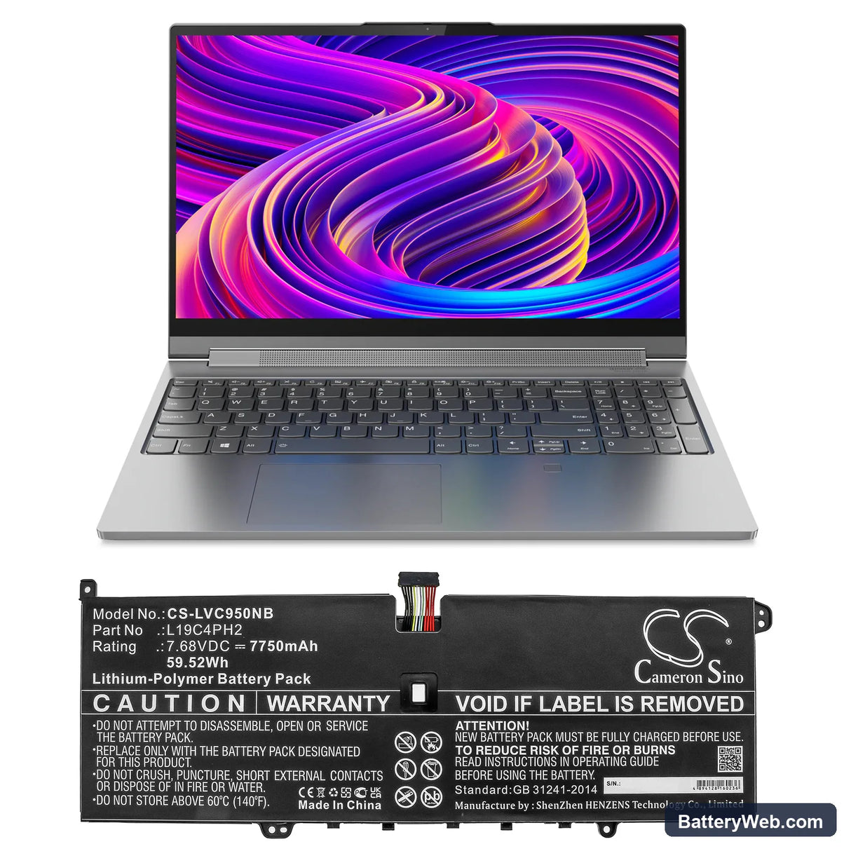Lenovo Yoga C950 Replacement Battery, 7.68V, 7750mAh, Li-Polymer 5