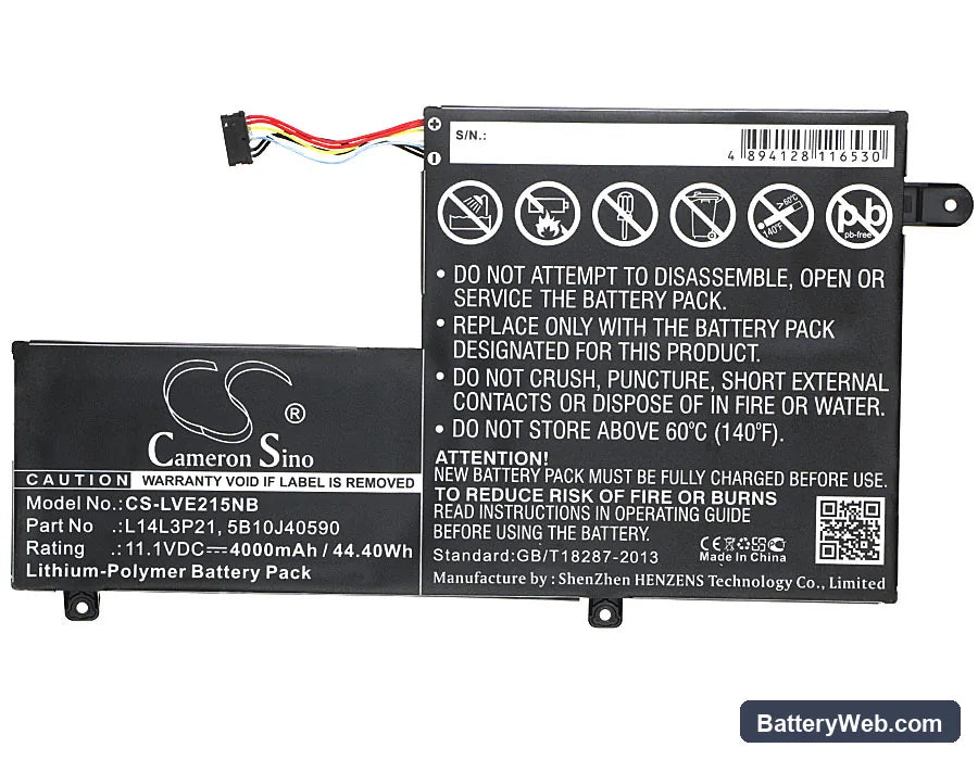 Lenovo Edge 2-1580 Replacement Battery, 11.1V, 4000mAh, Li-Polymer 5