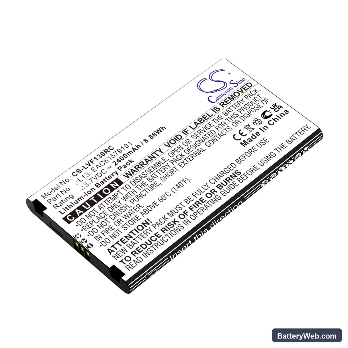 NTT DoCoMo L09C Replacement Battery, 3.7V, 2400mAh, Li-ion 1