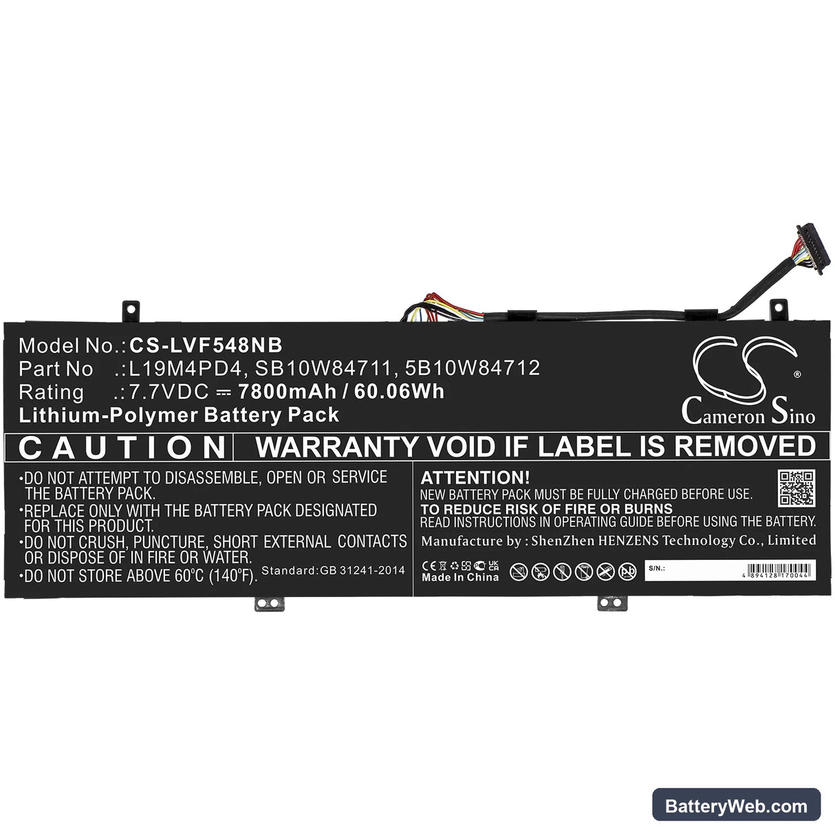 Lenovo Flex 5G Replacement Battery, 7.7V, 7800mAh, Li-Polymer 3